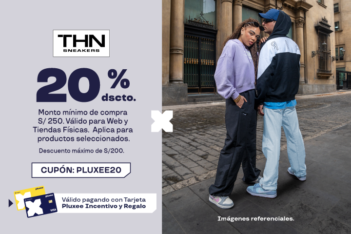  20% DESCUENTO. MÍNIMO DE COMPRA PARA ACCEDER A LA PROMOCIÓN ES DE S/250. CUPÓN: PLUXEE20.  VÁLIDO PARA WEB Y TIENDAS FÍSICAS. APLICA PARA PRODUCTOS S
